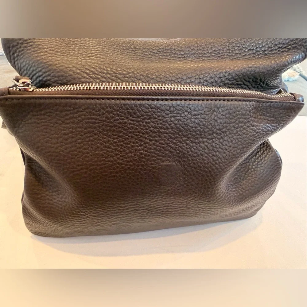 & Other Stories Brown Pebbled‎ Leather Foldover Crossbody Bag Minimal